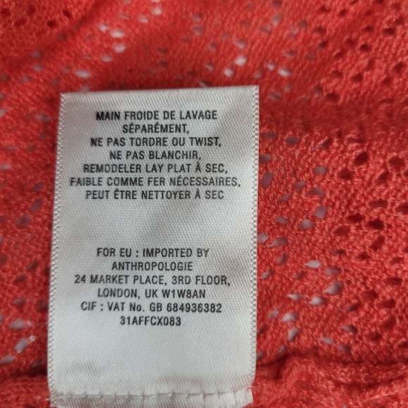 Anthropologie Knitted & Knotted Cardigan Coral Small Linen Blend Lagenlook Beach - Picture 7 of 8